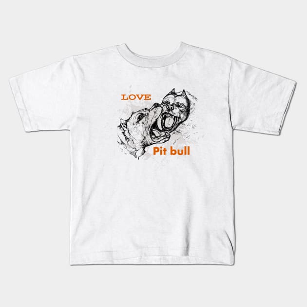 Love pit bull terrier Kids T-Shirt by DmitryPayvinart